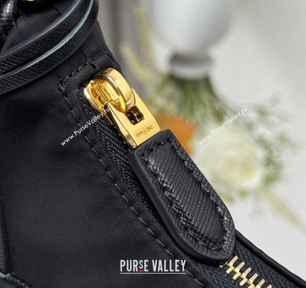 Prada Re-Edition 2005 Re-Nylon and Saffiano hobo mini bag Black 2025 1N204M (YZ-250521078)