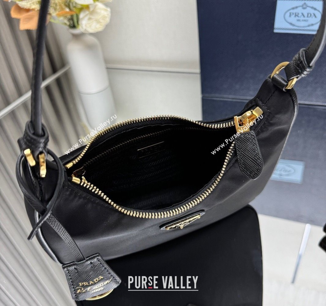 Prada Re-Edition 2005 Re-Nylon and Saffiano hobo mini bag Black 2025 1N204M (YZ-250521078)
