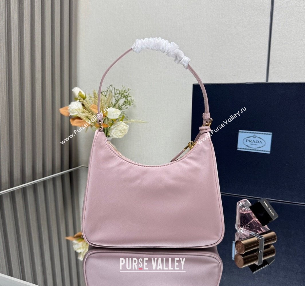 Prada Re-Edition 2005 Re-Nylon and Saffiano hobo mini bag Alabaster Pink 2025 1N204M (YZ-250521079)