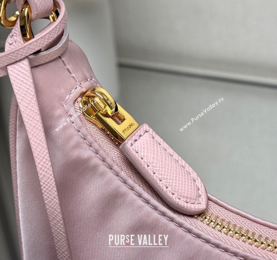 Prada Re-Edition 2005 Re-Nylon and Saffiano hobo mini bag Alabaster Pink 2025 1N204M (YZ-250521079)