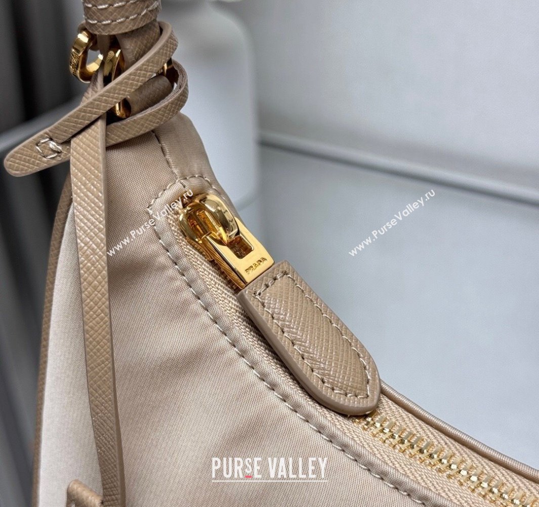 Prada Re-Edition 2005 Re-Nylon and Saffiano hobo mini bag Beige 2025 1N204M (YZ-250521080)