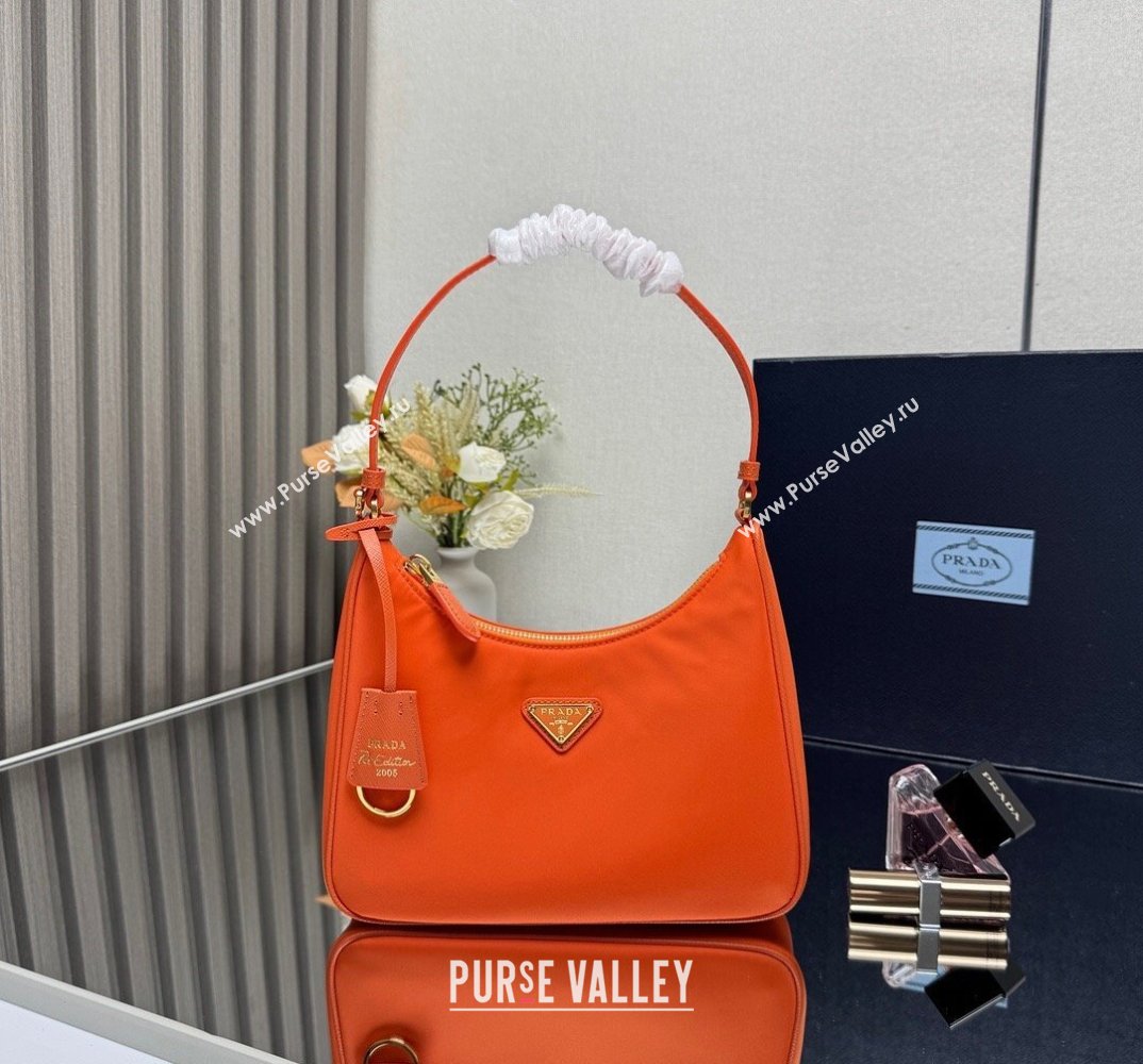 Prada Re-Edition 2005 Re-Nylon and Saffiano hobo mini bag Orange 2025 1N204M (YZ-250521081)