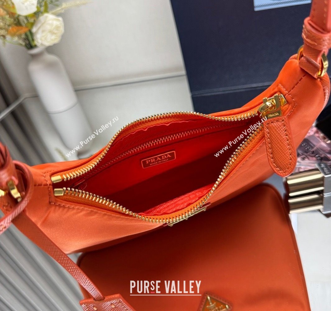 Prada Re-Edition 2005 Re-Nylon and Saffiano hobo mini bag Orange 2025 1N204M (YZ-250521081)