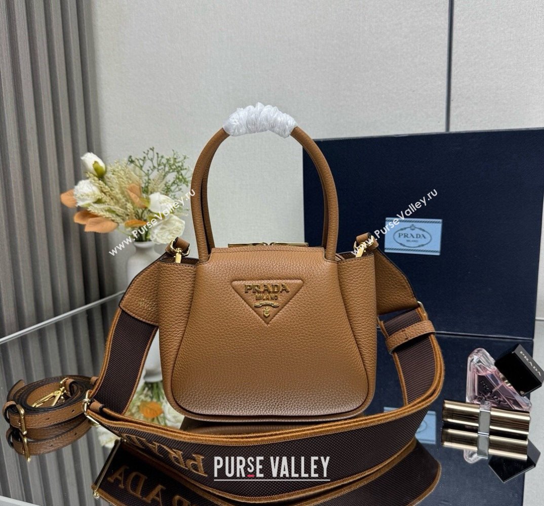 Prada Leather mini handbag Caramel Brown 2025 1BA362 (YZ-250521008)