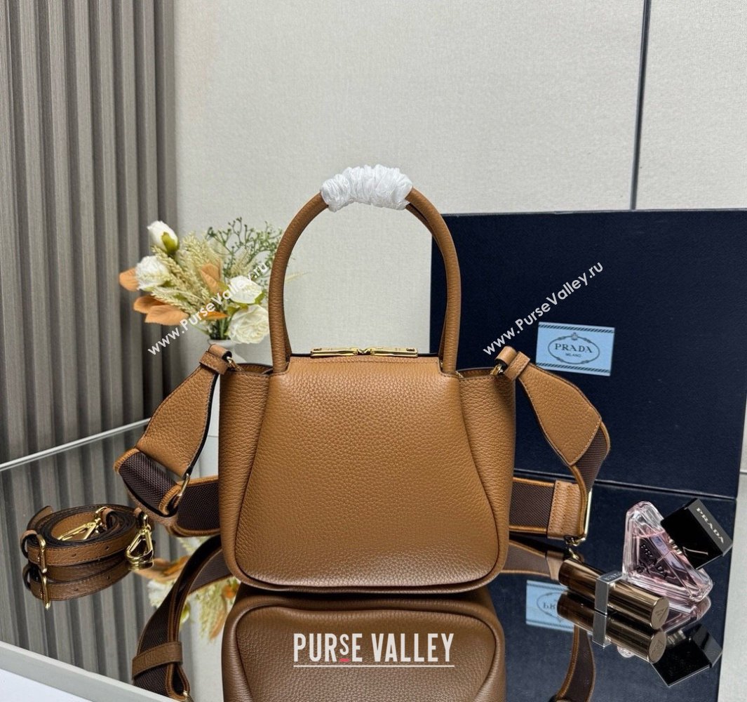 Prada Leather mini handbag Caramel Brown 2025 1BA362 (YZ-250521008)