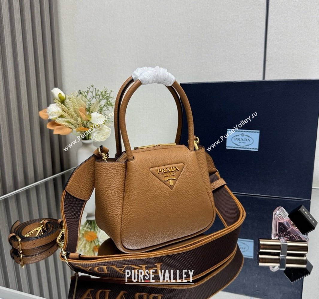 Prada Leather mini handbag Caramel Brown 2025 1BA362 (YZ-250521008)