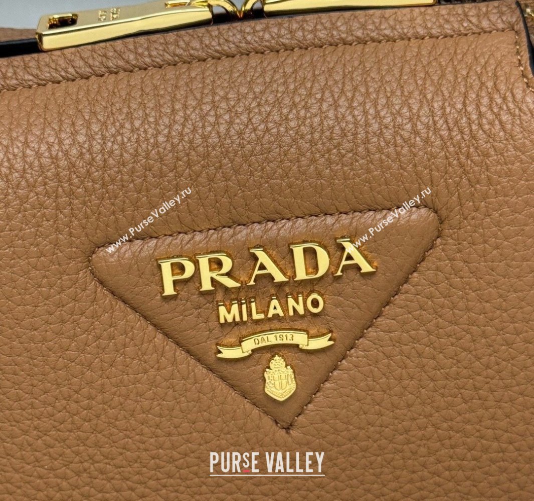 Prada Leather mini handbag Caramel Brown 2025 1BA362 (YZ-250521008)