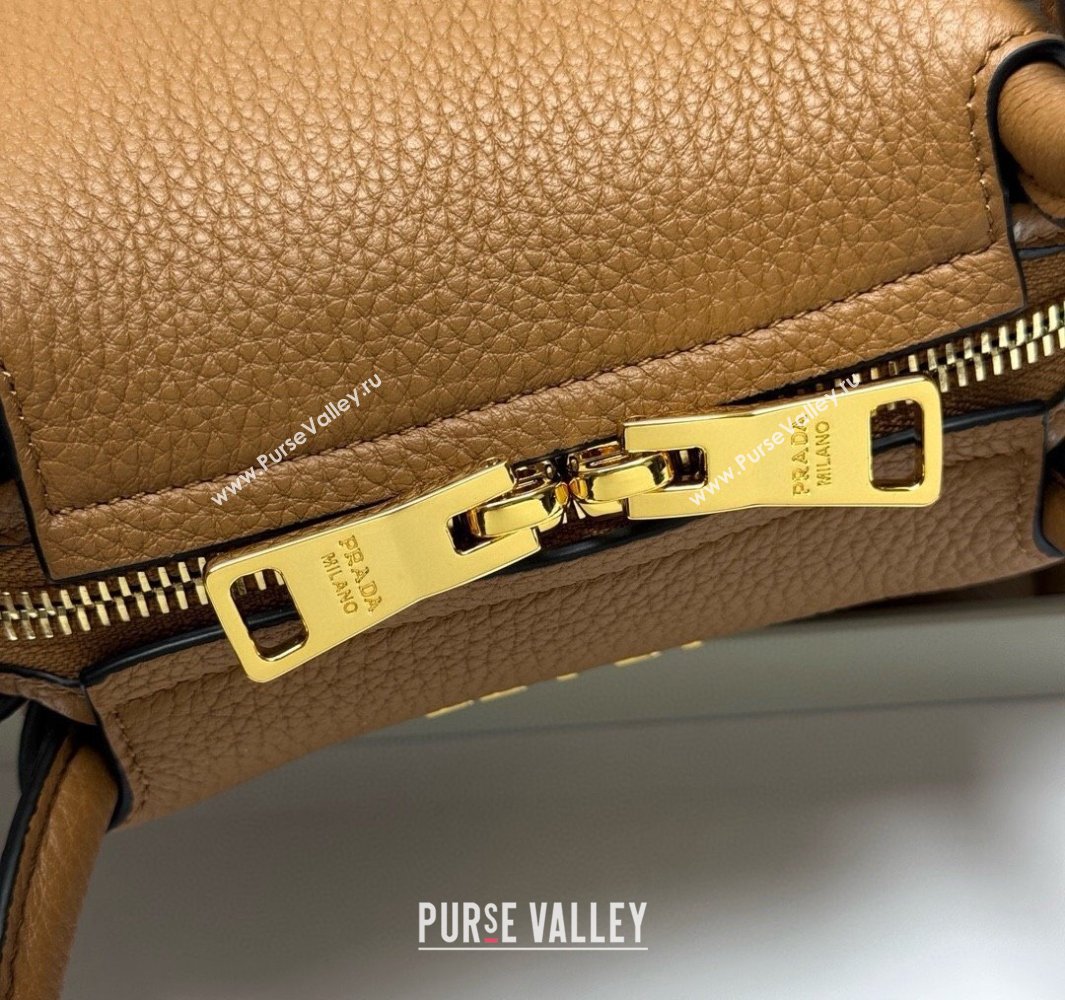 Prada Leather mini handbag Caramel Brown 2025 1BA362 (YZ-250521008)