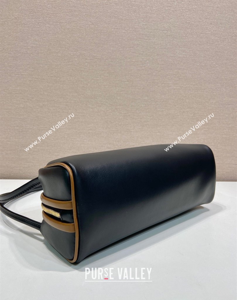 Prada Swing smooth leather shoulder bag Black/Hazelnut 2025 1BC249 (YZ-250521089)