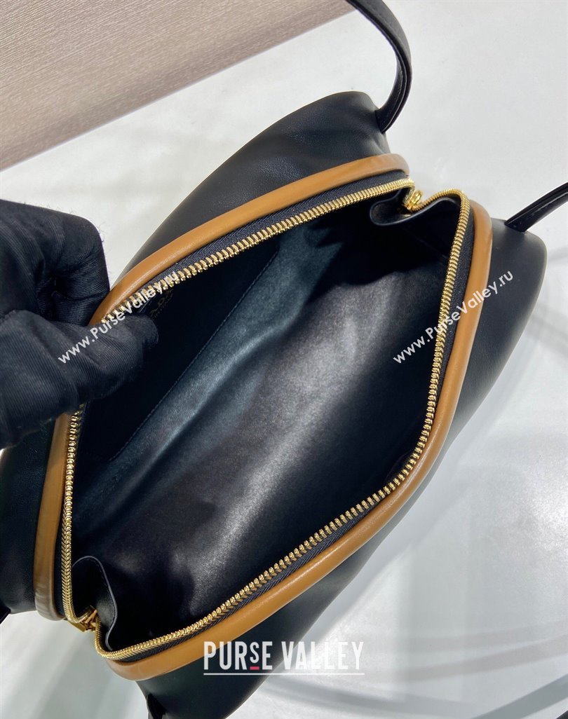 Prada Swing smooth leather shoulder bag Black/Hazelnut 2025 1BC249 (YZ-250521089)