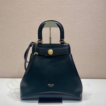 Prada Carey medium leather tote bag with Short Handle Black 2025 1BG567 (YZ-250521098)