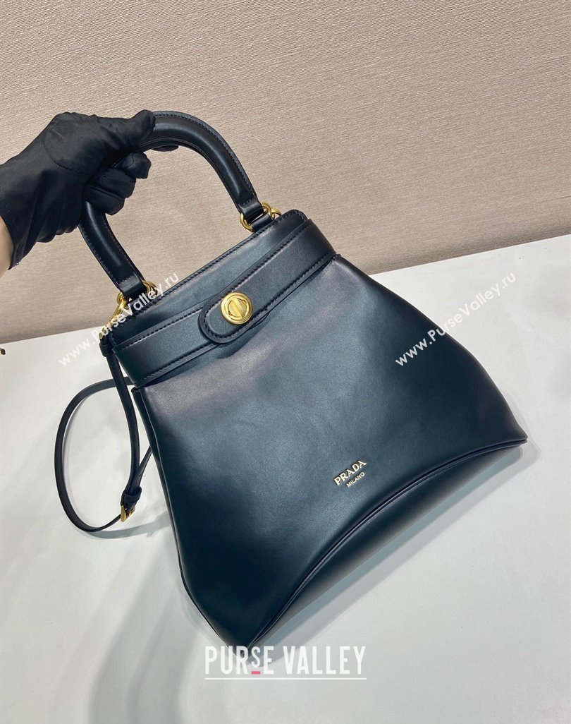 Prada Carey medium leather tote bag with Short Handle Black 2025 1BG567 (YZ-250521098)