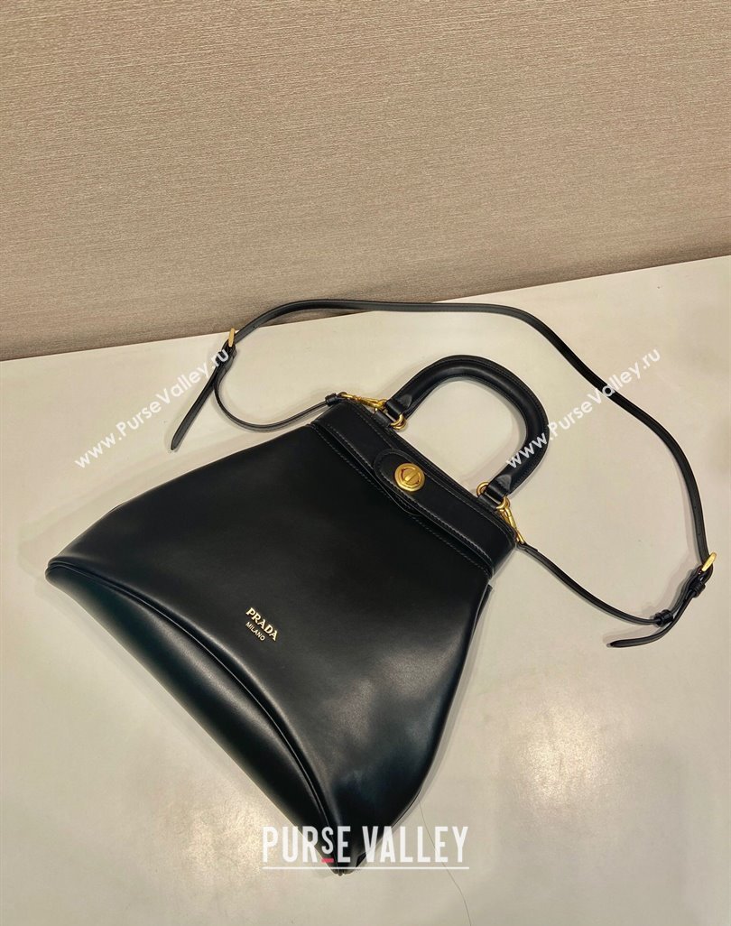 Prada Carey medium leather tote bag with Short Handle Black 2025 1BG567 (YZ-250521098)