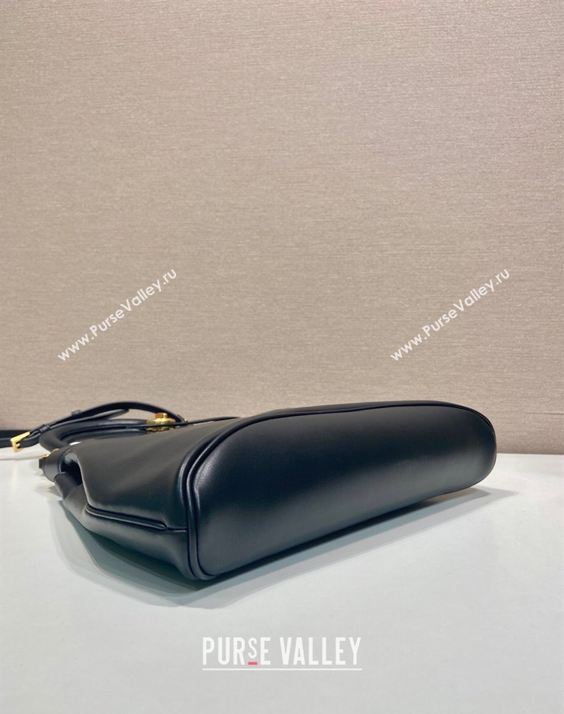 Prada Carey medium leather tote bag with Short Handle Black 2025 1BG567 (YZ-250521098)