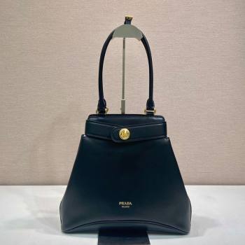 Prada Carey medium leather tote bag with Long Handle Black 2025 1BG567 (YZ-250521099)