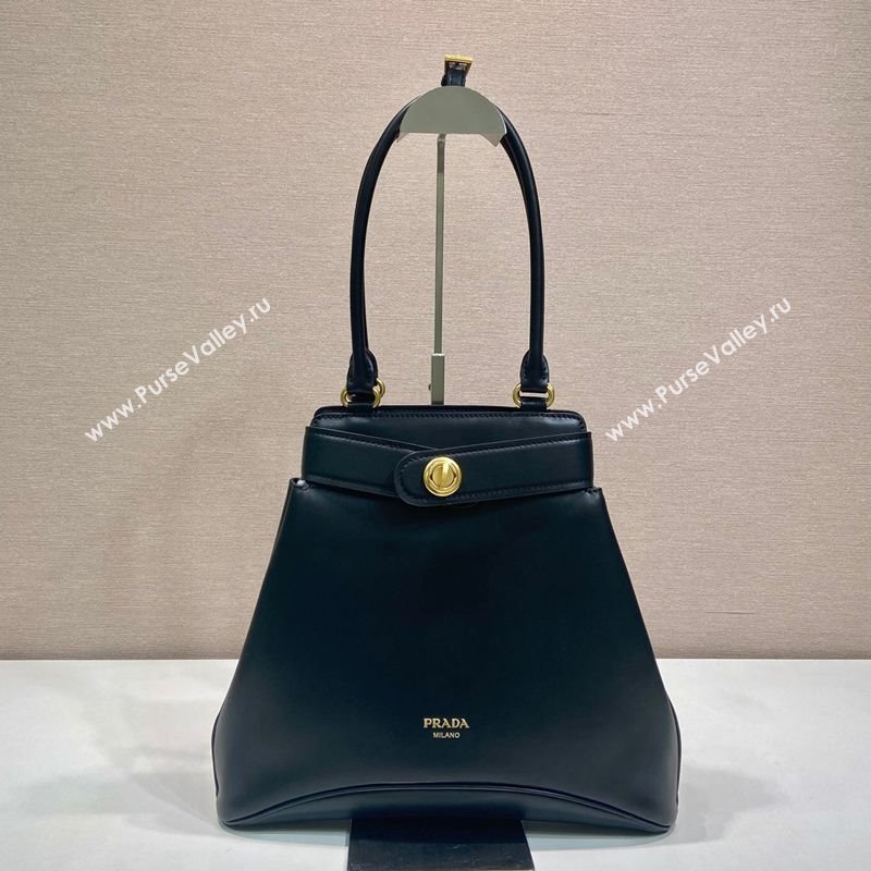 Prada Carey medium leather tote bag with Long Handle Black 2025 1BG567 (YZ-250521099)