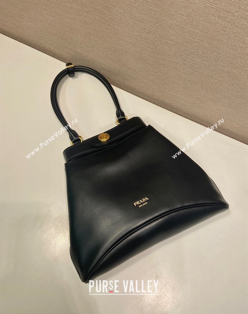 Prada Carey medium leather tote bag with Long Handle Black 2025 1BG567 (YZ-250521099)