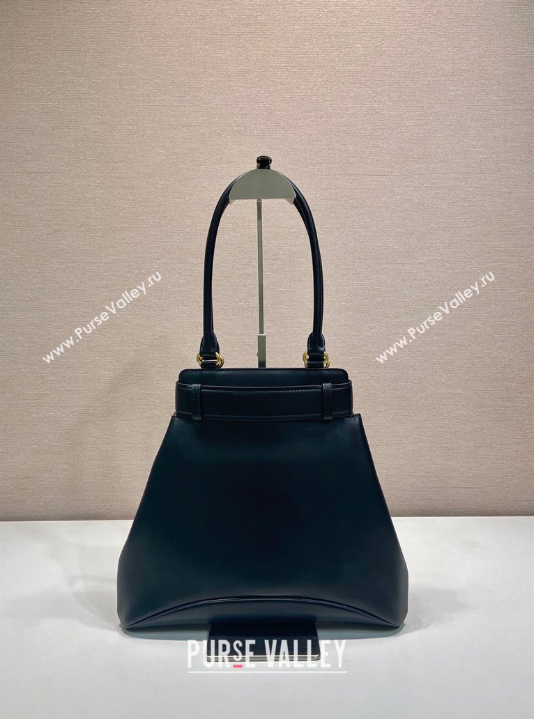 Prada Carey medium leather tote bag with Long Handle Black 2025 1BG567 (YZ-250521099)