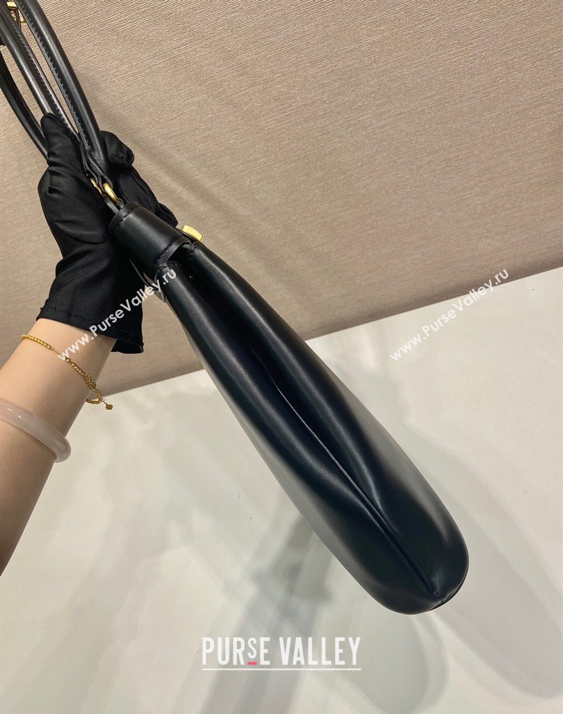 Prada Carey medium leather tote bag with Long Handle Black 2025 1BG567 (YZ-250521099)