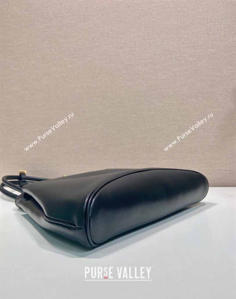Prada Carey medium leather tote bag with Long Handle Black 2025 1BG567 (YZ-250521099)