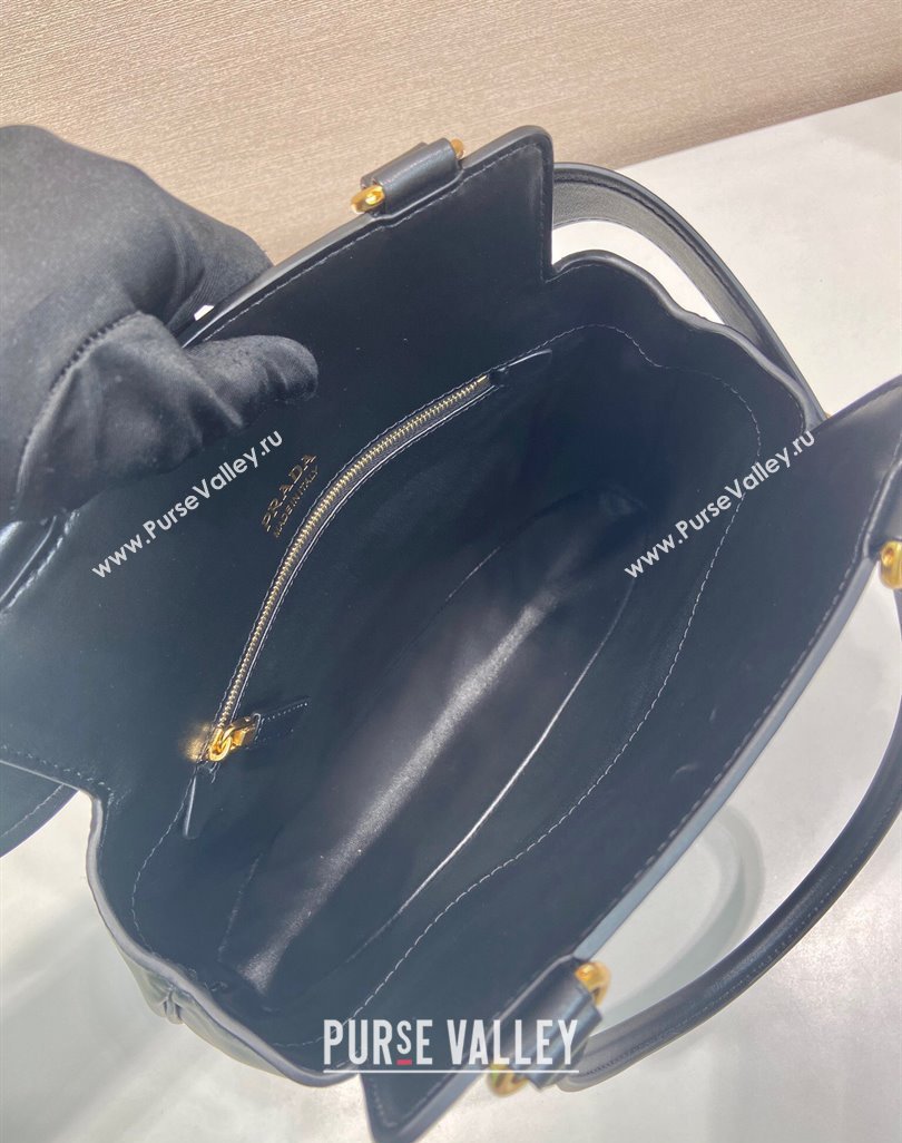 Prada Carey medium leather tote bag with Long Handle Black 2025 1BG567 (YZ-250521099)