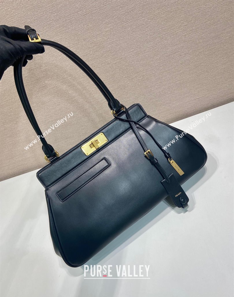 Prada Medium calf leather tote bag Black 2025 1BG569 (YZ-250521100)