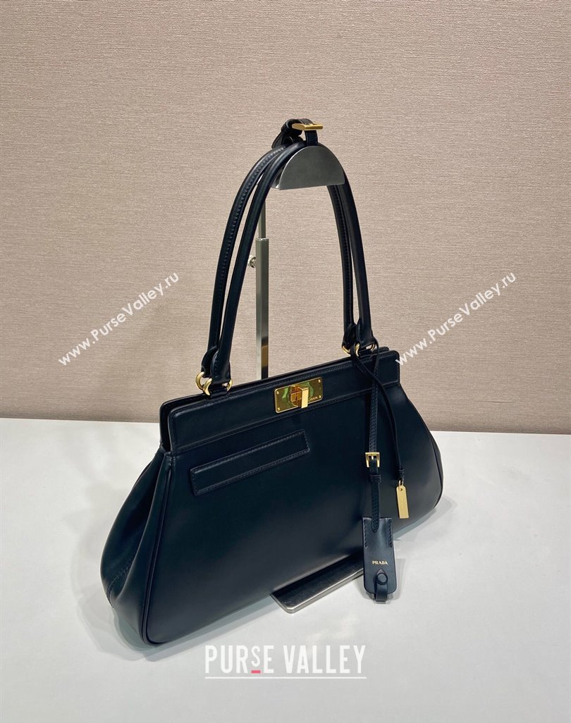 Prada Medium calf leather tote bag Black 2025 1BG569 (YZ-250521100)