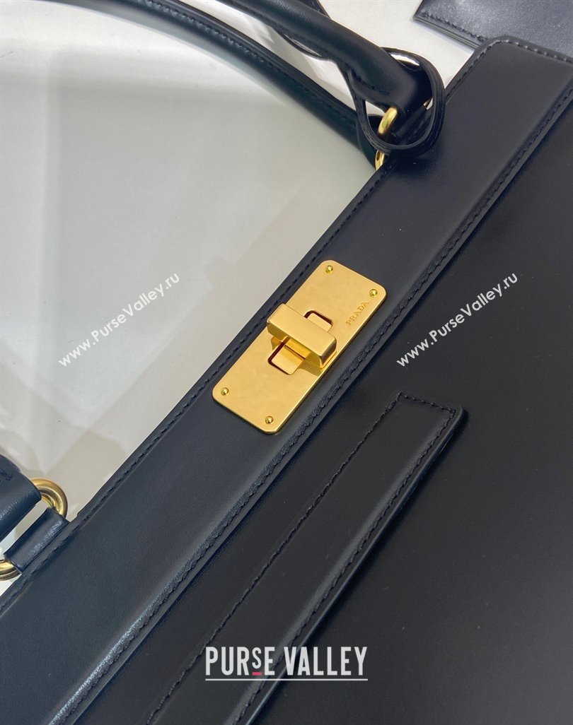 Prada Medium calf leather tote bag Black 2025 1BG569 (YZ-250521100)
