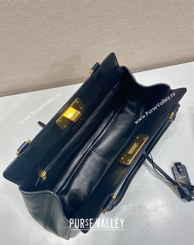 Prada Medium calf leather tote bag Black 2025 1BG569 (YZ-250521100)
