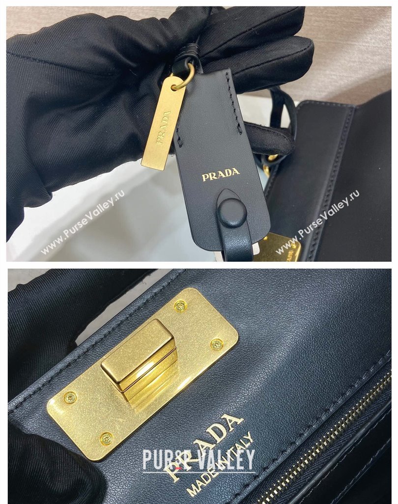 Prada Medium calf leather tote bag Black 2025 1BG569 (YZ-250521100)