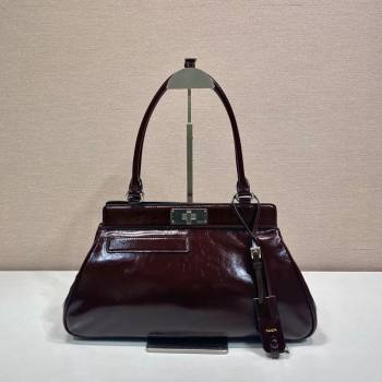 Prada Medium oil leather tote bag Dark Brown 2025 1BG569 (YZ-250521101)