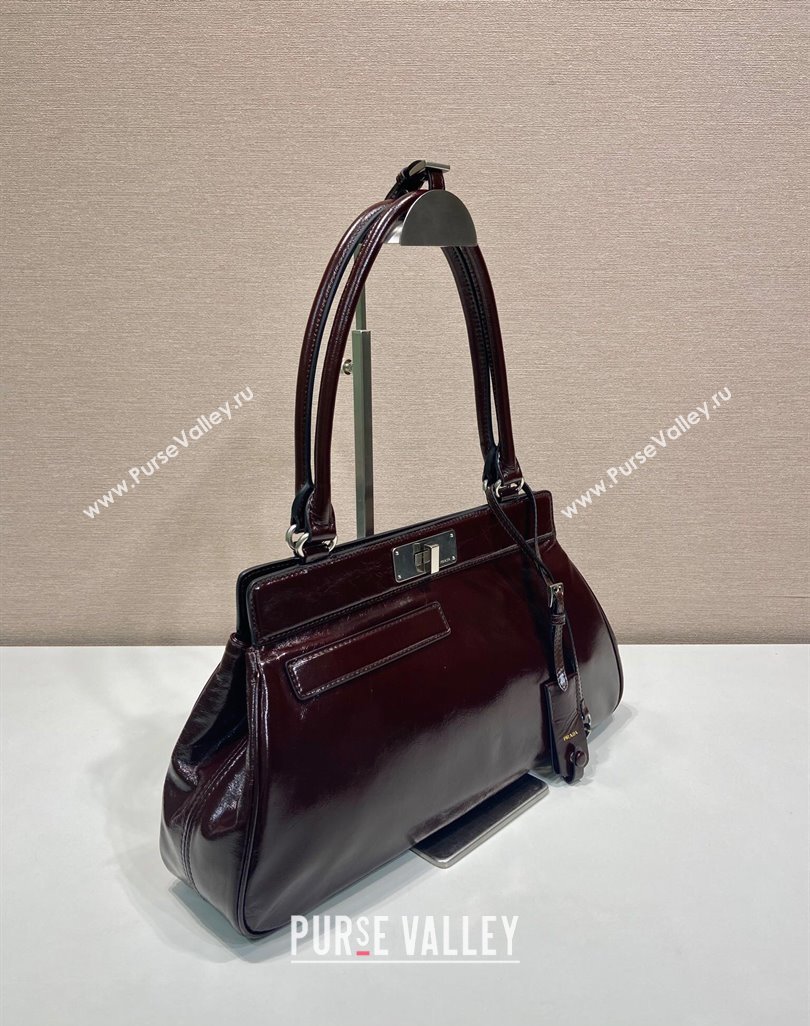 Prada Medium oil leather tote bag Dark Brown 2025 1BG569 (YZ-250521101)