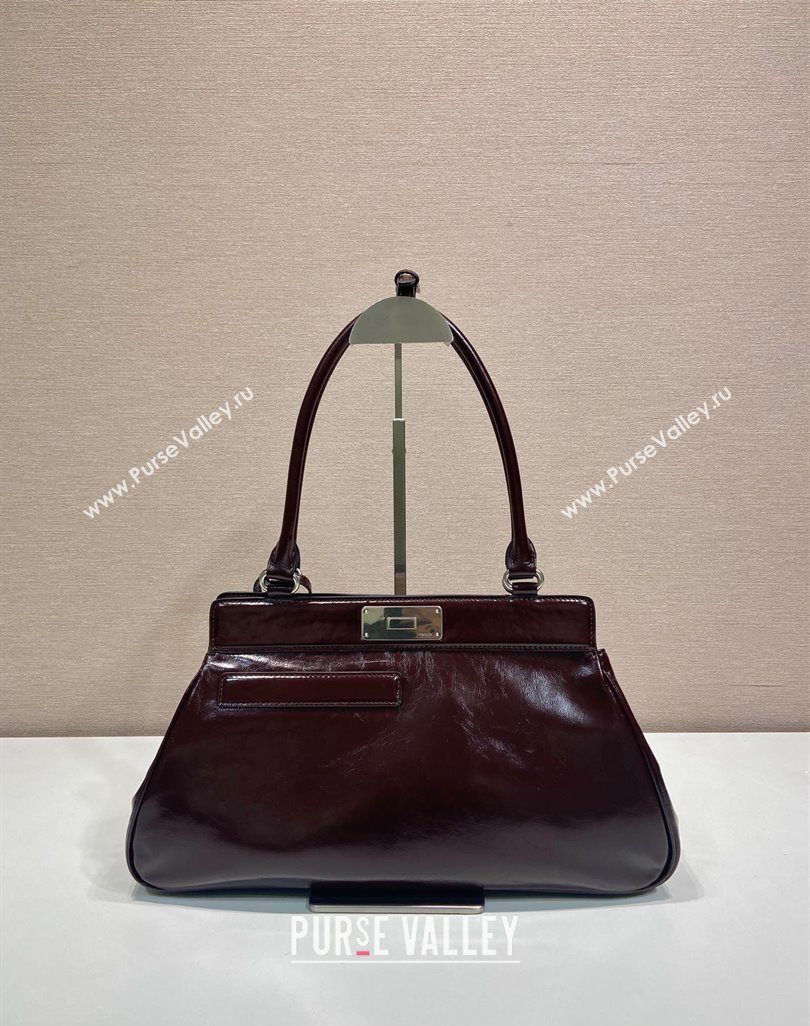 Prada Medium oil leather tote bag Dark Brown 2025 1BG569 (YZ-250521101)
