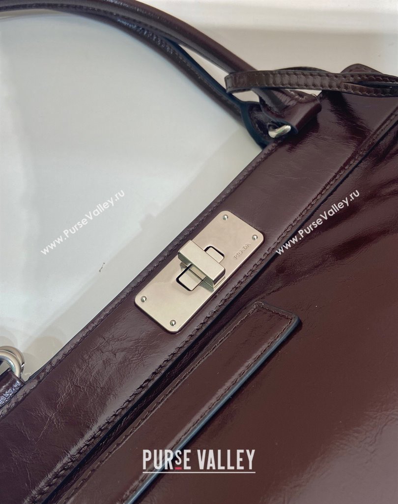 Prada Medium oil leather tote bag Dark Brown 2025 1BG569 (YZ-250521101)