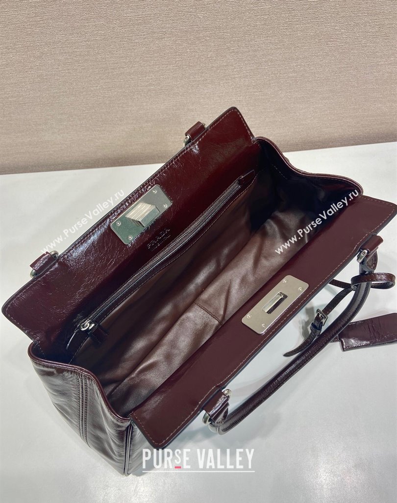 Prada Medium oil leather tote bag Dark Brown 2025 1BG569 (YZ-250521101)