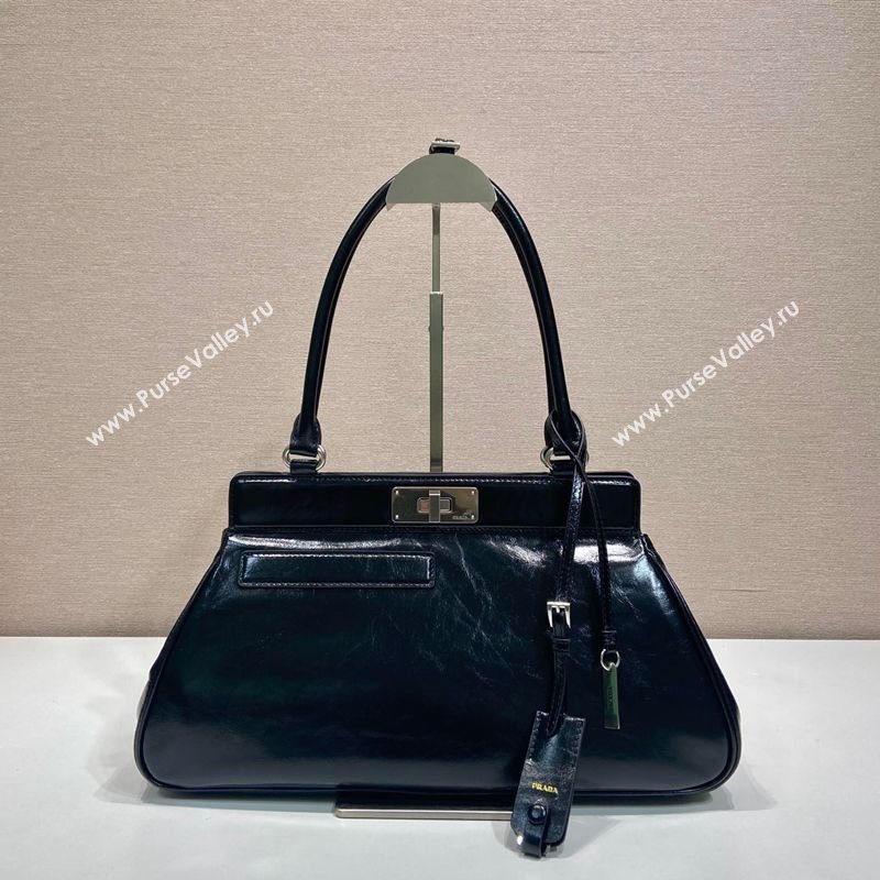 Prada Medium oil leather tote bag Black 2025 1BG569 (YZ-250521102)