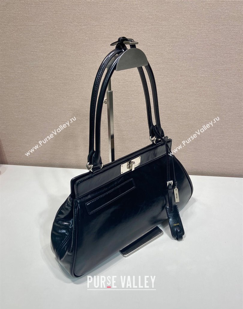 Prada Medium oil leather tote bag Black 2025 1BG569 (YZ-250521102)