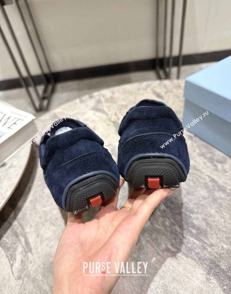 Prada Antiqued Suede Sneakers Dark Blue 2025 PR053004 (HQG-250530029)
