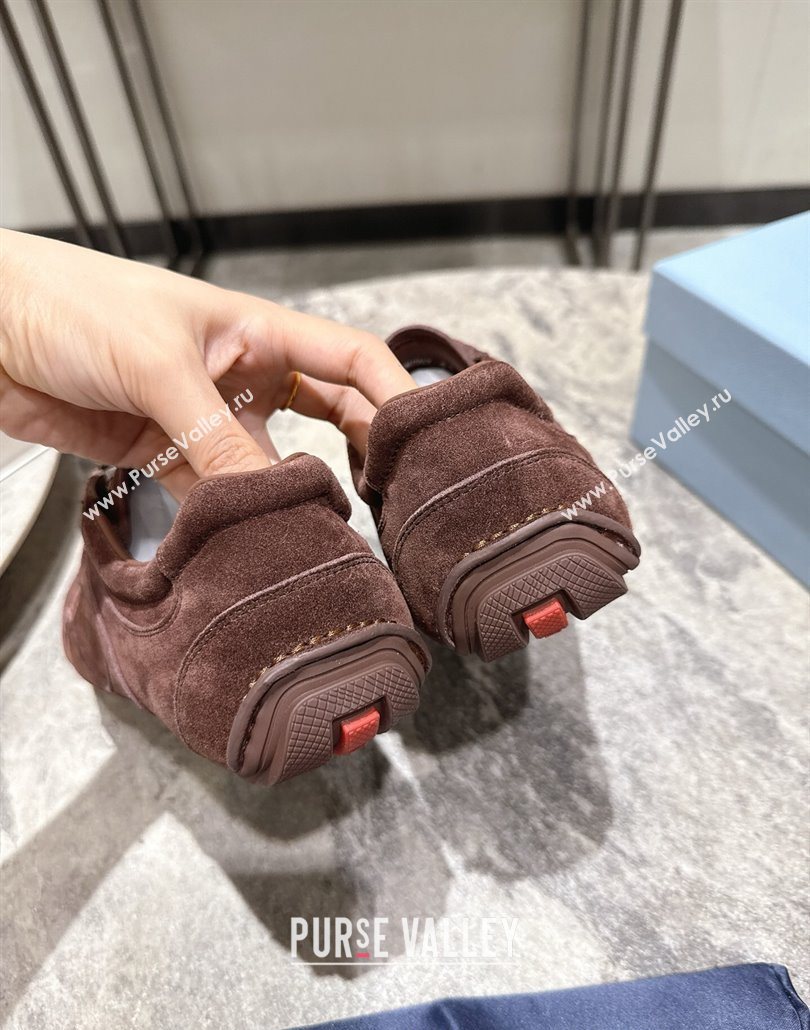 Prada Antiqued Suede Sneakers Brown 2025 PR053004 (HQG-250530030)