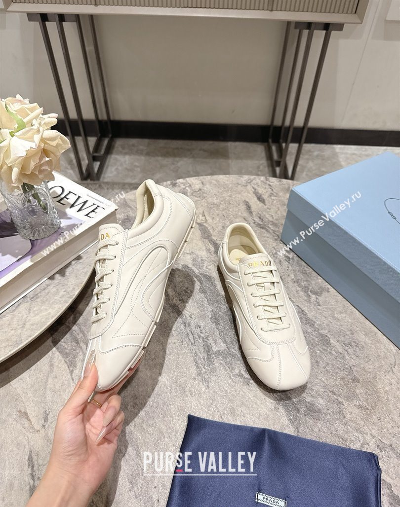 Prada Leather Sneakers White2 2025 PR053004 (HQG-250530032)
