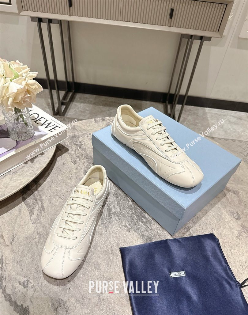 Prada Leather Sneakers White2 2025 PR053004 (HQG-250530032)