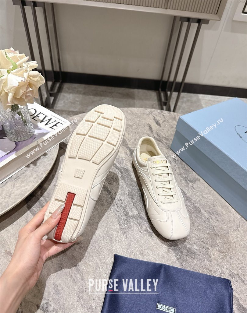 Prada Leather Sneakers White2 2025 PR053004 (HQG-250530032)