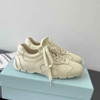 Prada Leather Sneakers Cream White 2025 PR053004 (HQG-250530035)