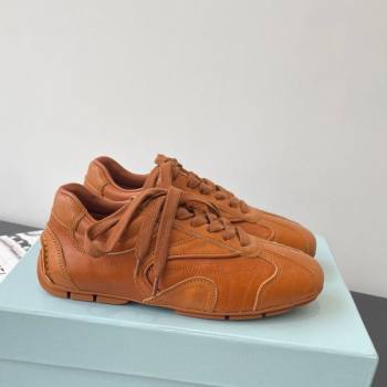 Prada Leather Sneakers Brown2 2025 PR053004 (HQG-250530036)