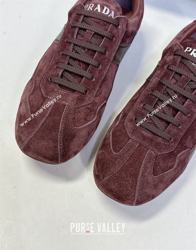 Prada Antiqued Leather and Suede Sneakers Brown2 2025 PR060301 (MD-250603002)
