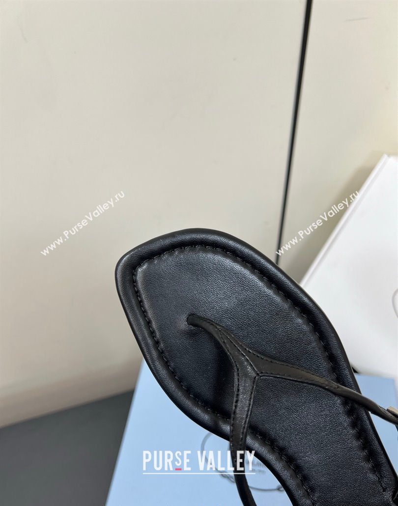 Prada Leather thong sandals with buckle Black 2025 1Y503N (HQG-250603041)