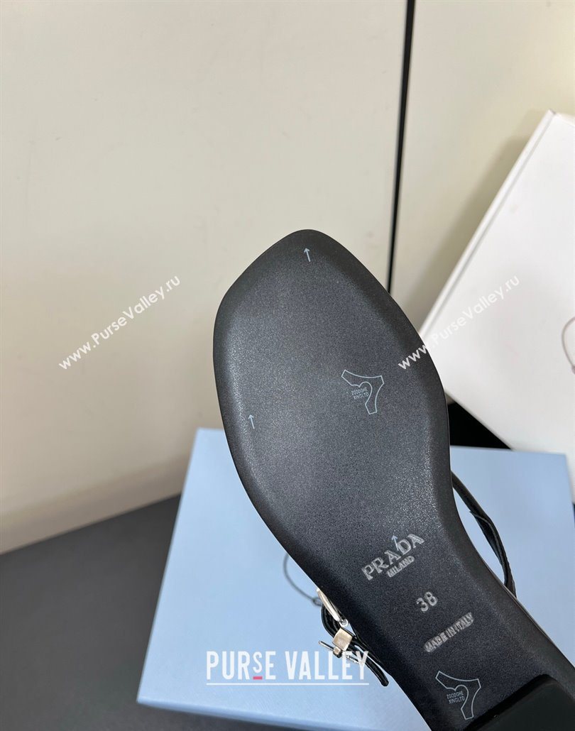 Prada Leather thong sandals with buckle Black 2025 1Y503N (HQG-250603041)