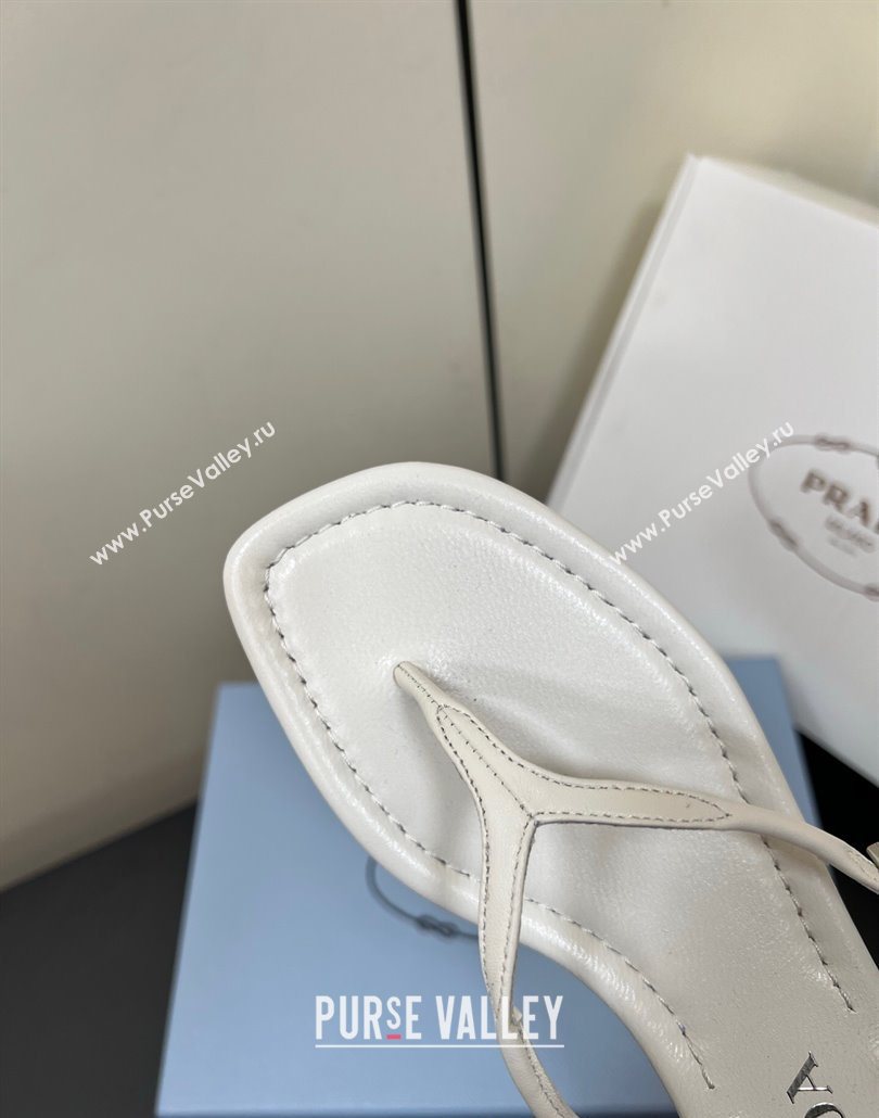 Prada Leather thong sandals with buckle White 2025 1Y503N (HQG-250603042)