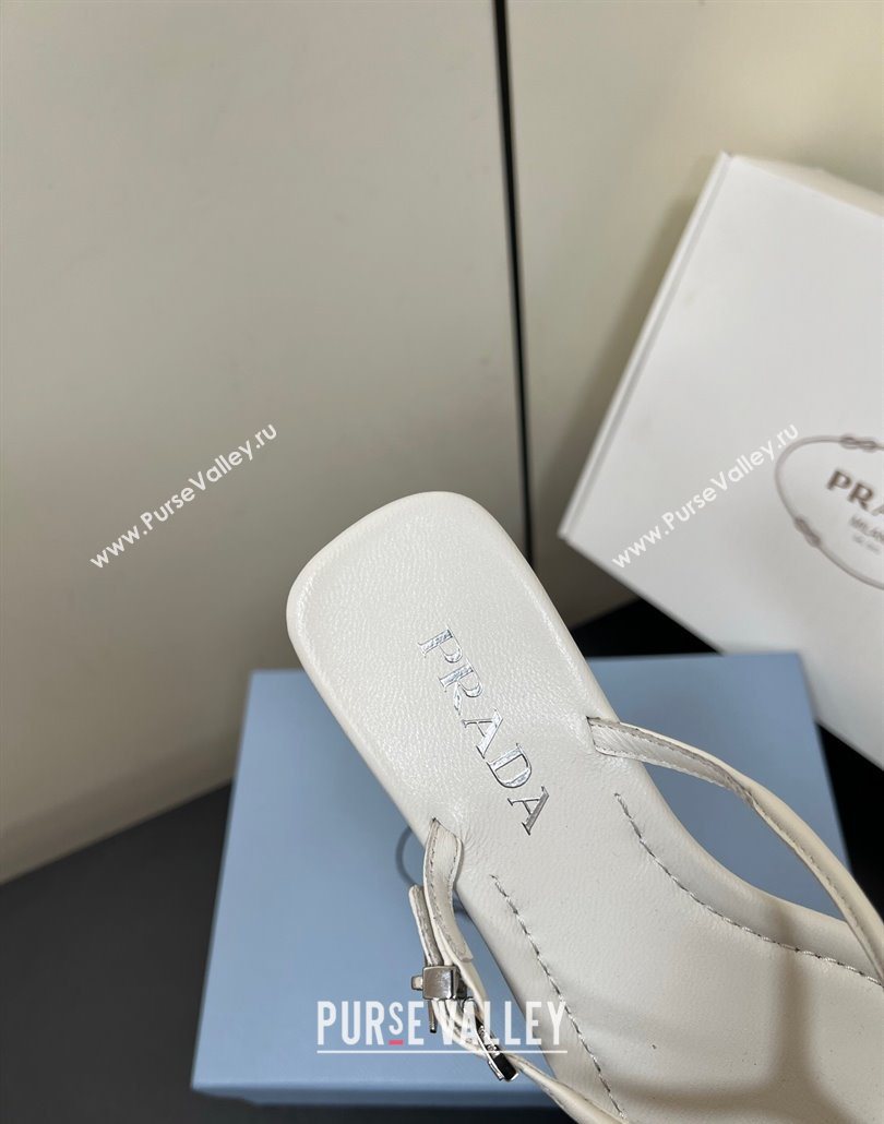 Prada Leather thong sandals with buckle White 2025 1Y503N (HQG-250603042)