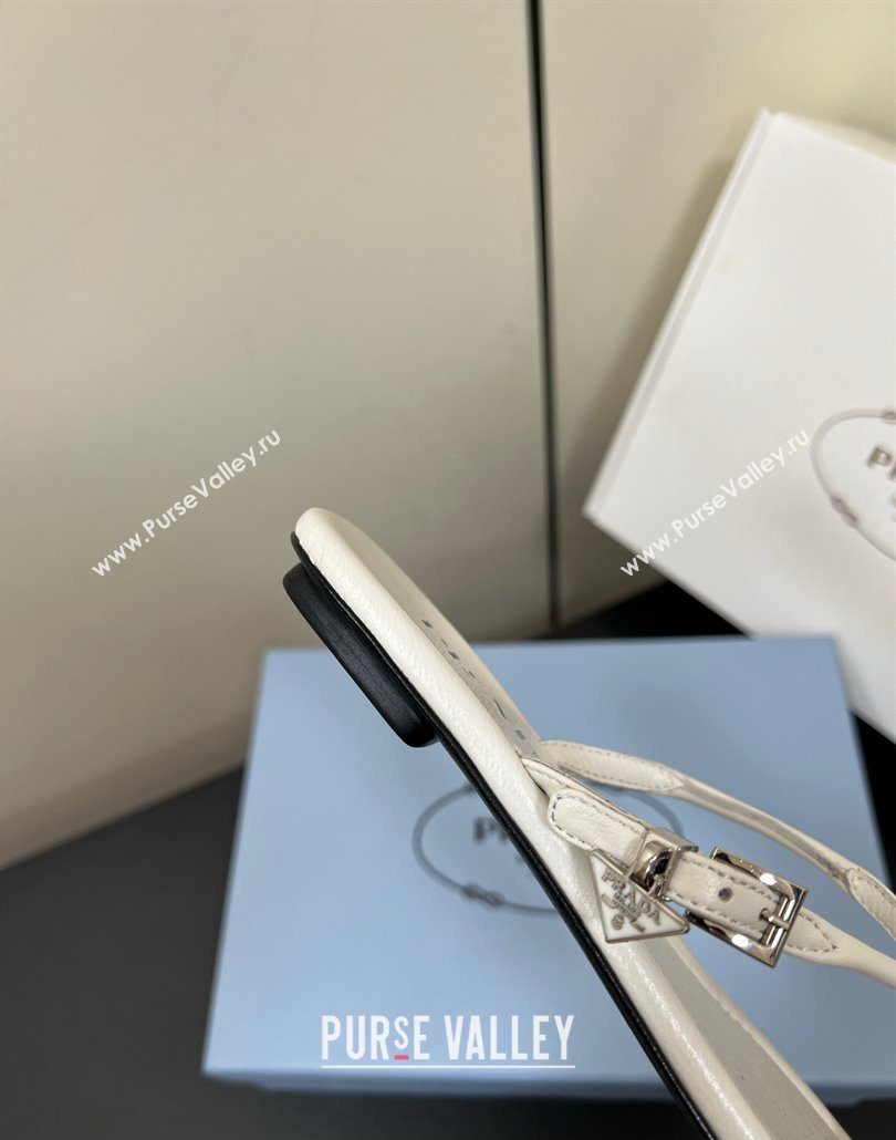 Prada Leather thong sandals with buckle White 2025 1Y503N (HQG-250603042)